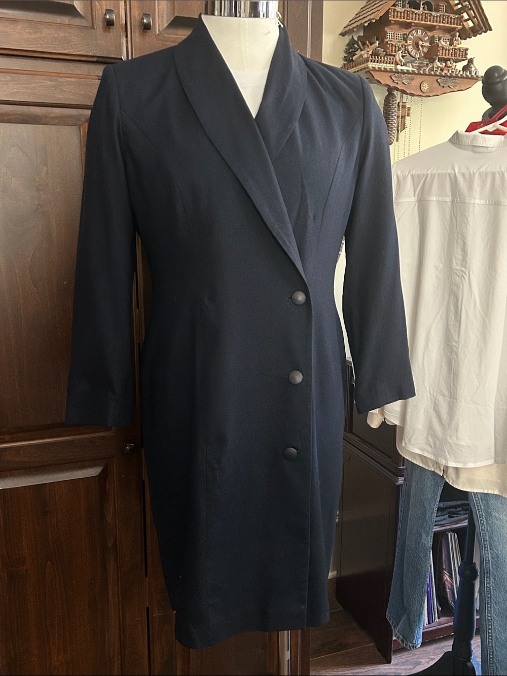Liz Claiborne Sz 14 Navy Midi Suit Dress